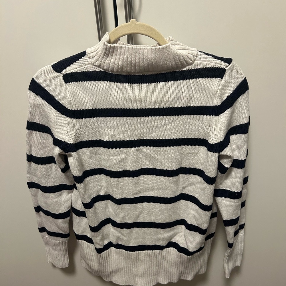 GAP White & Navy Striped Cowl Neck Sweater